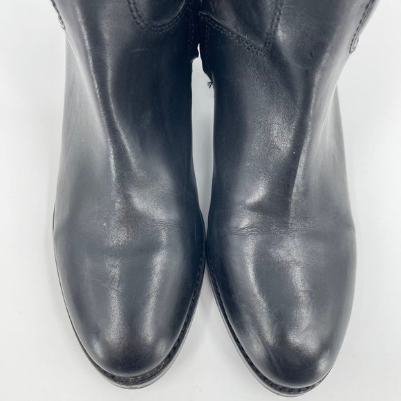 Arturo Chiang Black Silver Leather Heeled Boots | Almond Toe & Zip Closure - Picture 6 of 9